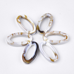 Floral White Acrylic Linking Rings, Quick Link Connectors, For Jewelry Chains Making, Imitation Gemstone Style, Oval, Floral White, 35x19.5x6mm, Hole: 25.5x10mm, about 235pcs/500g