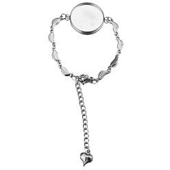 Лист Устойчивый к потускнению 304 изготовление браслетов из нержавеющей стали, пустая основа для браслета с кабошоном, с застежкой в виде клешни лобстера и удлинителем цепи, лист, лоток : 20 мм, 7-5/8 дюйм (19.5 см)