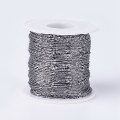 Black Polyester Metallic Thread, Black, 1mm, about 100m/roll(109.36yards/roll)