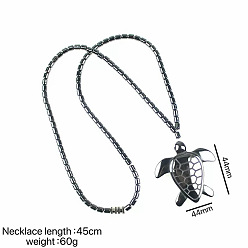 Turtle Vintage Synthetic Non-magnetic Hematite Pendant Column Beaded Necklaces, Turtle, 17.72 inch(45cm)