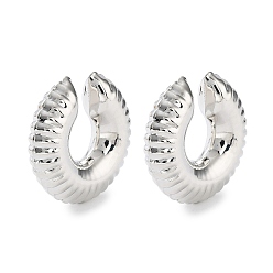 Platinum Brass Ring Cuff Earrings, Non Piercing Earrings, Platinum, 29x8.5mm