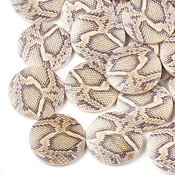 Moccasin Printed Wooden Pendants, Back Random Color, Flat Round, Moccasin, 30x5mm, Hole: 1mm