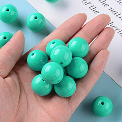 Medium Aquamarine Opaque Acrylic Beads, Round, Medium Aquamarine, 20x19mm, Hole: 3mm, about 111pcs/500g