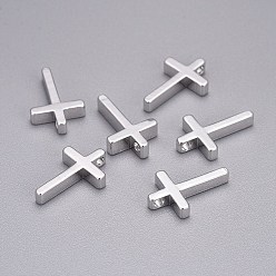Платина Латунные крошечные крестики, платина, 13x8.5x2.5 мм, отверстие : 1.4 мм