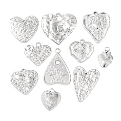 Нержавеющая Сталь Цвет 10 шт. 304 подвески из нержавеющей стали, шарма сердца, цвет нержавеющей стали, 16.5~28x11~22x2~3 мм, отверстие : 1.6~3 мм