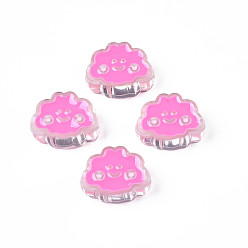 Ярко-Розовый Прозрачные акриловые бусины, с эмалью, облако, ярко-розовый, 15x20x8 мм, отверстие : 3 мм