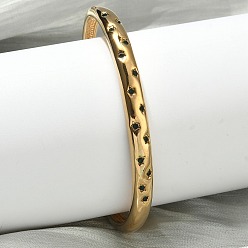 Emerald 304 Stainless Steel Rhinestone Cuff Bangles for Women, Star, Real 18K Gold Plated, Ion Plating(IP), Long-Lasting Plated, Emerald, Inner Diameter: 1.89 inch(4.8cm)x2.40 inch(6.1cm)