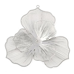 Платина Большие латунные подвески с цветами, платина, 50x50x2 мм, отверстия : 0.8 mm и 1.2 мм