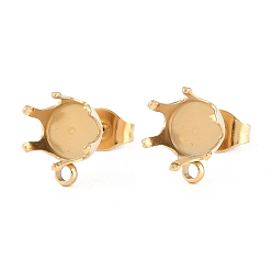 Настоящее золото 18K 304 плоские круглые серьги-гвоздики из нержавеющей стали, ионное покрытие (ip), с петлевой и зубчатой застежкой-серьгой, реальный 18 k позолоченный, 17x8.5x6.5 мм, отверстие : 1.4 мм, внутренний диаметр: 5.7 мм, штифты : 0.7x10.5 мм