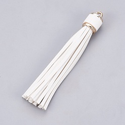Blanc Imitation cuir gland gros pendentifs décorations, avec des découvertes en plastique ccb, blanc, 110x15mm, Trou: 4mm