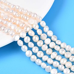 Кремово-белый Нити из натурального культивированного пресноводного жемчуга, двух сторон полированной, кремово-белые, 6~7x5.5~8x4~6 мм, отверстие : 0.5~0.6 мм, около 48~50 шт / нитка, 13.58~14.17'' (34.5~36 см)