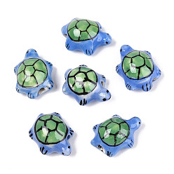 Темный Морско-зеленый Фарфоровые бусины ручной работы, черепаха, пастельный фарфор, темно-зеленый, 19~20.5x14~14.5x9~9.5 мм, отверстие : 1.6~2 мм