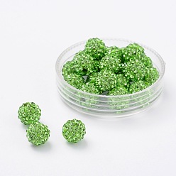 Перидот Бусины со стразами, полимерная глина , pave disco бусины, класс А, круглые, п.п. 11, перидот, 8 мм, отверстие : 1.5 мм