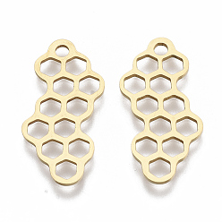 Золотой 201 из нержавеющей стали столяры филигранные, лазерная резка, геометрическая сотовая форма, золотые, 26x12x1 мм