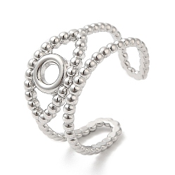 Нержавеющая Сталь Цвет Не тускнеет 304 полое кольцо-манжета из нержавеющей стали от сглаза для женщин, цвет нержавеющей стали, внутренний диаметр: 19 мм