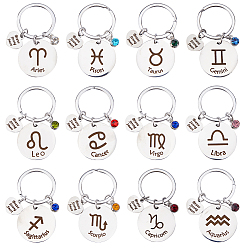 Constellation 12 шт. 12 стили брелок из нержавеющей стали со стразами, цвет нержавеющей стали, созвездие, 60 мм, 1 шт / стиль