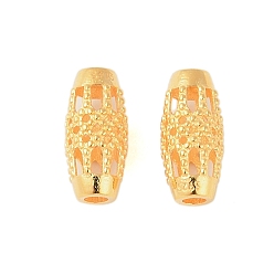 Настоящее золото 18K 925 шарики стерлингового серебра, полый, баррель, реальный 18 k позолоченный, 10x4.5 мм, отверстие : 1.6 мм