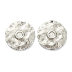 Stainless Steel Color Non-Tarnish 304 Stainless Steel Pendant Cabochon Settings, Flat Round, Stainless Steel Color, Tray: 3mm, 19.5x2mm, Hole: 1.2mm
