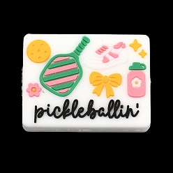 Rectangle Силиконовые декоративные бусины на тему пиклбола, фокусные бусы, красочный, прямоугольные, 22x29x8 мм, отверстие : 3 мм