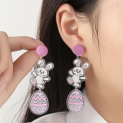 Фиолетовый Пасхальные акриловые серьги-подвески, кролик, фиолетовые, 71x21 мм