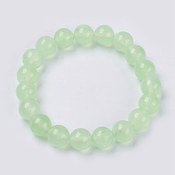 Нектар Браслет из натурального нефрита из бисера, окрашенные, круглые, нектар, 2 дюйм (5 см), бусины : 8 мм, около 22 шт / нитка
