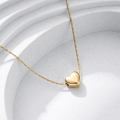 Настоящее золото 18K 304 кулон ожерелья из нержавеющей стали с сердцем, ионное покрытие (ip), реальный 18 k позолоченный, 16.34 дюйм (41.5 см) в длину + 55 удлинитель мм