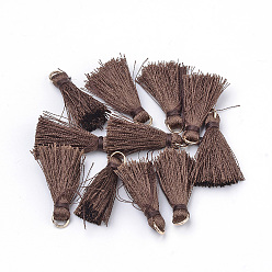 Седло Коричневый Украшения полиэстер кисточкой, С несварными железными прыжковыми кольцами, золотые, седло коричневый, 26 мм, отверстие : 4 мм