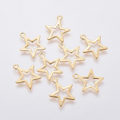 Золотой 304 прелести нержавеющей стали, звезда, золотые, 14.5x12.5x1 мм, отверстие : 1.2~1.4 мм