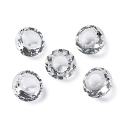 Clear Transparent Glass Rhinestone Cabochons, Faceted, Pointed Back, Diamond, Clear, 10x7mm
