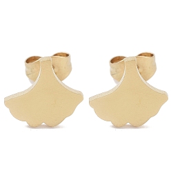 Лист Вакуумное покрытие pvd 304 серьги-гвоздики из нержавеющей стали для женщин, золотые, лист, 10x10.5 мм