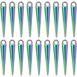 Rainbow Color Подвески из сплава , конус, Радуга цветов, 25x4 мм, отверстие : 2 мм, 24 шт / коробка