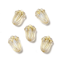 Or Perles acryliques transparentes, métal doré enlaça, fleur, or, 12x8x5mm, Trou: 1.2mm, environ2020 pcs / 500 g