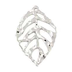 Нержавеющая Сталь Цвет Не тускнеющие 304 подвески из нержавеющей стали, очарование листа, цвет нержавеющей стали, 49.5x31x2 мм, отверстие : 2 мм