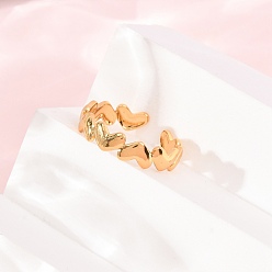 Golden 304 Stainless Steel Cuff Open Rings for Women, Heart, Ion Plating(IP), Golden, 4.5mm, US Size 7 1/4(17.5mm)
