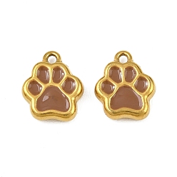 Paw Print 304 прелести нержавеющей стали, с эмалью, золотые, отпечаток лапы, 12x10x3 мм, отверстие : 1.2 мм