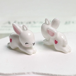 Белый Непрозрачные подвески смолы, кролик, белые, 27x33.5x12 мм, отверстие : 3 мм
