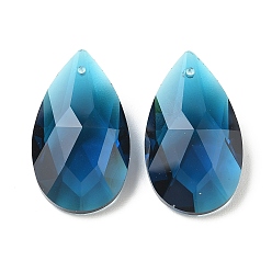 Королевский синий Стеклянные подвески, очарование слезы, граненые, королевский синий, 38x22x13 мм, отверстие : 1.5 мм