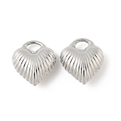 Платина Подвески сердце латуни, стойки покрытие, долговечный, без кадмия и без свинца, платина, 16.5x15x7 мм, отверстие : 3x4.5 мм