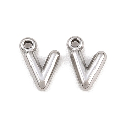 Letter V 304 подвески из нержавеющей стали, письмо амулеты, Буква V, 9.5~10x2.5~9x2.5 мм, отверстие : 1.2 мм
