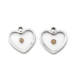 Heart 304 Stainless Steel Pendants, Stainless Steel Color, Heart Charms, 12x12x2mm, Hole: 1.4mm