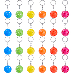 Couleur Mélangete 24 pièces 6 porte-clés pendentif boule en acier inoxydable et plastique PE de différentes couleurs, pour porte-clés, sac à main, ornement de sac à dos, couleur inox, couleur mixte, 100mm, 4 pcs / couleur