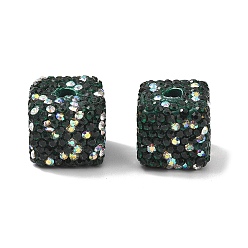 Изумруд Бусины из полимерной глины в форме куба со стразами, для ювелирных изделий diy, украшения из ручек и телефонных цепочек, изумруд, 14.5x14.5x14.5 мм, отверстие : 4 мм