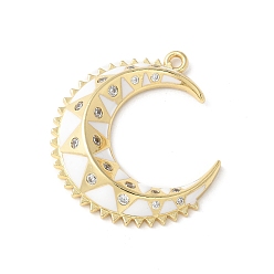 Настоящее золото 18K Латунные микро проложить кубического циркония подвески, луна, с эмалью, стойки покрытие, долговечный, без кадмия и без свинца, реальный 18 k позолоченный, 31.5x27.5x5 мм, отверстие : 1.7 мм