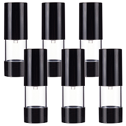 Черный Пустые портативные пластиковые безвоздушные бутылки с насосом, многоразовая вакуумная пресс-бутылка, дорожный контейнер для основы с лосьоном, с пылезащитной крышкой, черный и ясно, 3.35x9.9 см, емкость: 15 мл (0.51 жидких унций)