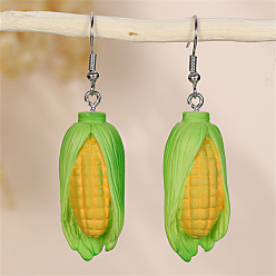 Corn Милые серьги-подвески в виде овощей, украшения из пластика/акрила в форме продуктов питания для женщин, платина, кукуруза, 55x15 мм