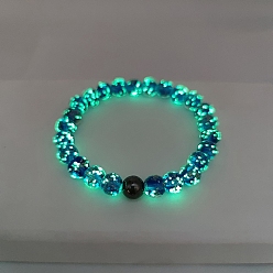 Полуночно-синий Светящиеся стеклянные браслеты-растяжки, круглые, темно-синий, 7-1/2 дюйм (19 см)