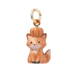 Fox Laiton émail pendentifs, or, charmes de renard, 18x10x7.5mm, Trou: 4mm