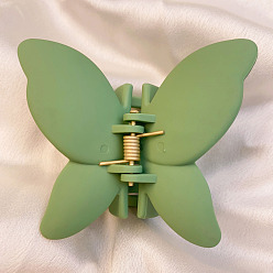 Темный Морско-зеленый Заколка для волос с матовой бабочкой, пластиковая заколка для волос с конским хвостом в виде бабочки для женщин, темно-зеленый, 59.94x67.82x44.96 мм