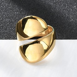 Золотой Ионное покрытие (ip) 304 манжетное кольцо из нержавеющей стали с простой лентой, широкое открытое кольцо для женщин, золотые, американский размер: 6~9(16.5~18.9мм)