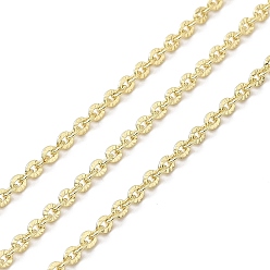 Настоящее золото 18K Латунные текстурированные кабельные цепи, стойки покрытие, без кадмия и без свинца, долговечный, пайки, с катушкой, реальный 18 k позолоченный, 2.2x2x0.3 мм